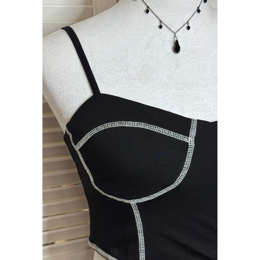 Superdown Womens Black Corset Bustier Crop Y2K Goth Size S Bra Top Crop Party - Picture 3 of 9
